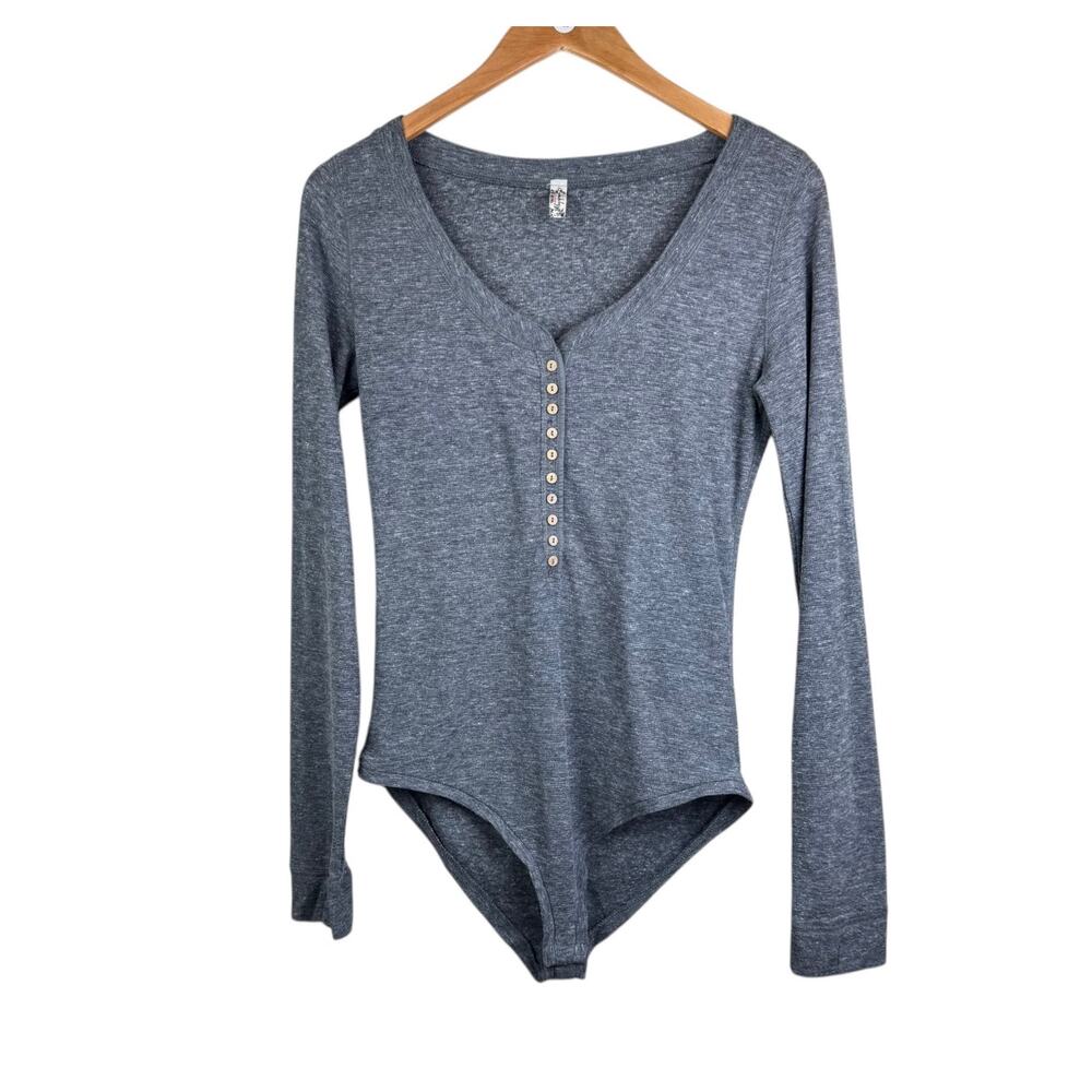 Intimately Free People Dylan Thermal Gray Knit Long Sleeve Full Butt Bodysuit - Picture 7 of 15